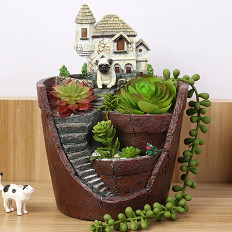 resin succulent pot Succulent Mini House Pots Collection – Paradisetopia