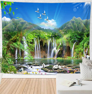 Rainbow Paradise Waterfall Tapestry