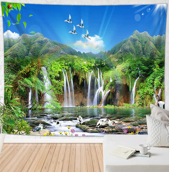 Rainbow Paradise Waterfall Tapestry – Paradisetopia