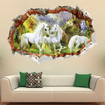 Load image into Gallery viewer, Enchanted Unicorns Forest 3D Mural Art Decals
