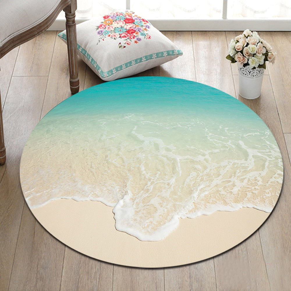 Peaceful Waves Memory Foam Anti-Slip 3D Round Rug