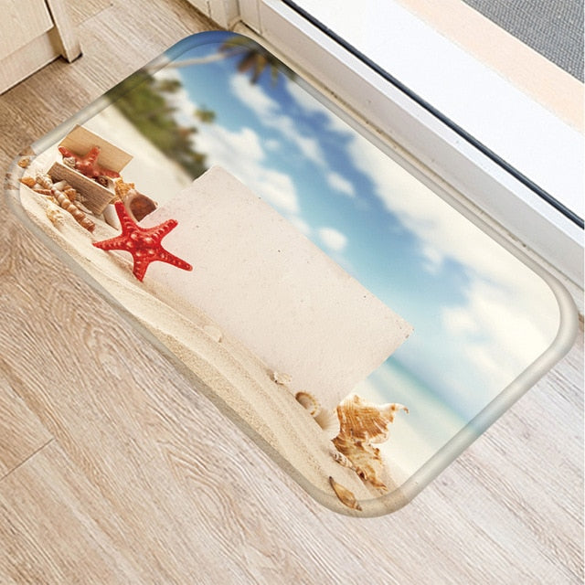 Red Starfish Ocean Beach Anti-Slip Mat